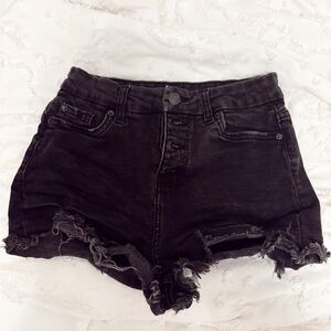 Women's Black Distressed Denim Shorts